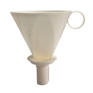 Coffee Pour-Over Dripper Brew Cone Filter with Handle 6-Cup Capacity Ivory